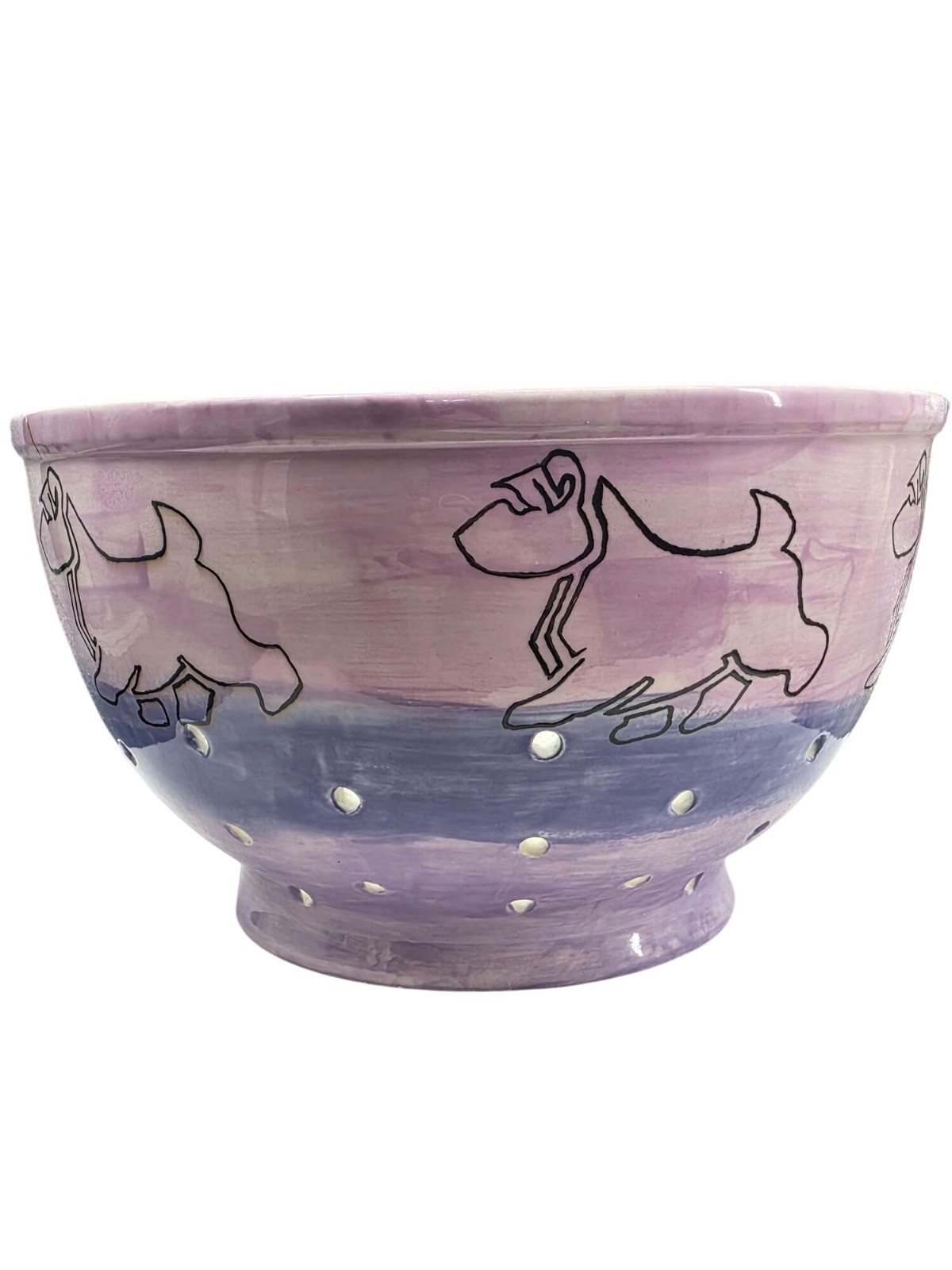 90s Vintage Splatter Studio Pottery Ceramic Yarn Bowl Lightning Ridge K Smith