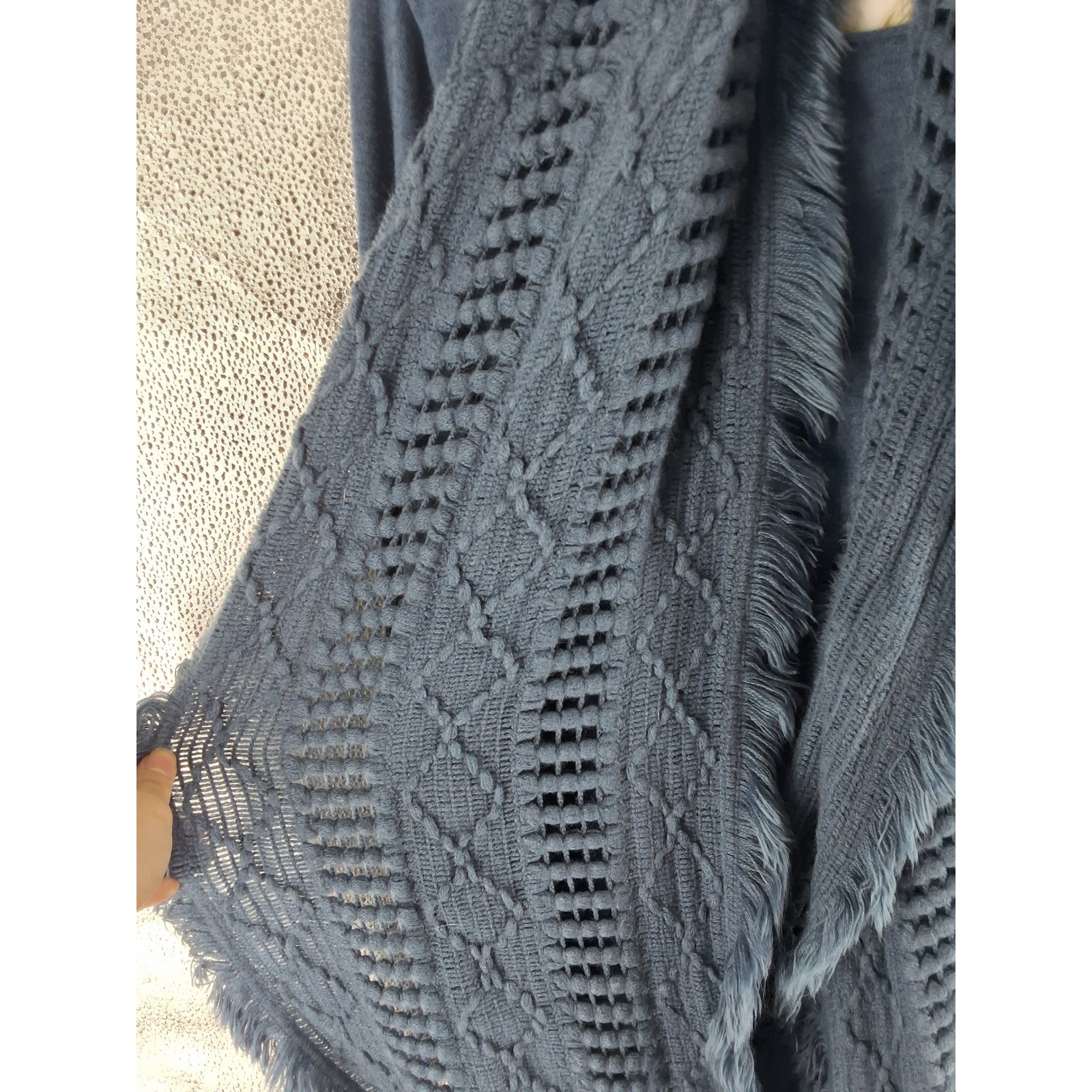 Karamel Italy Blue Knit Tunic Sweater & Matching Scarf Set NWT Lagenlook Boho OS - View 3