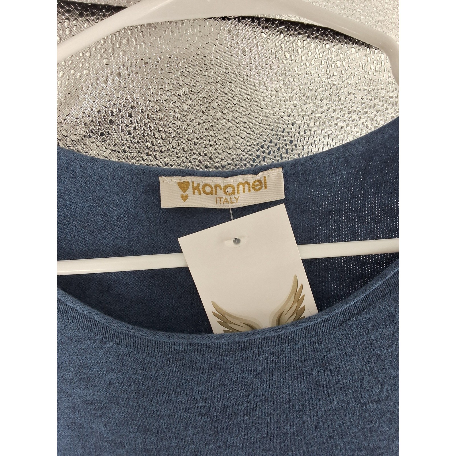 Karamel Italy Blue Knit Tunic Sweater & Matching Scarf Set NWT Lagenlook Boho OS - View 5