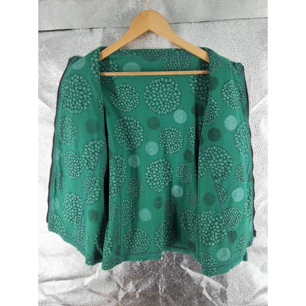 Rising International Green Boho Floral Embroidered Zip Up Cotton Jacket Womens M - View 5