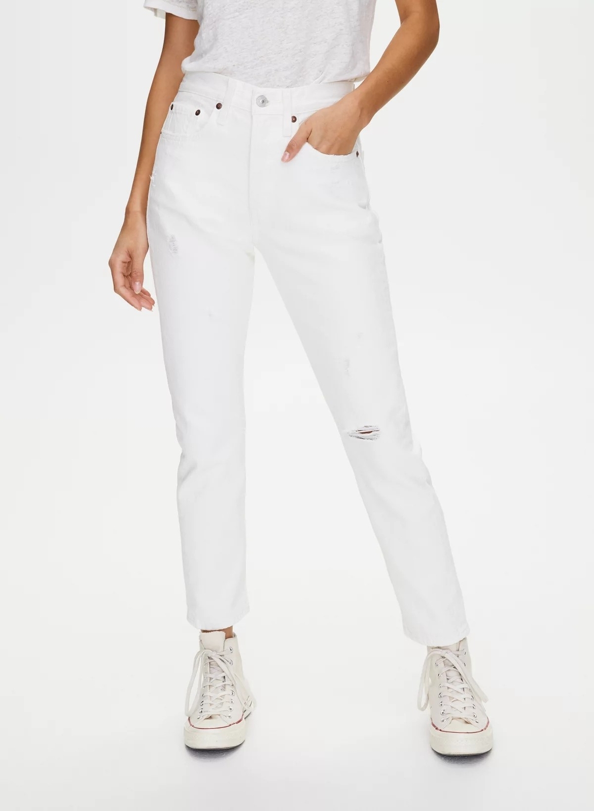 Levi's Premium 501 Skinny White Distressed Jeans W26 L28 Button Fly