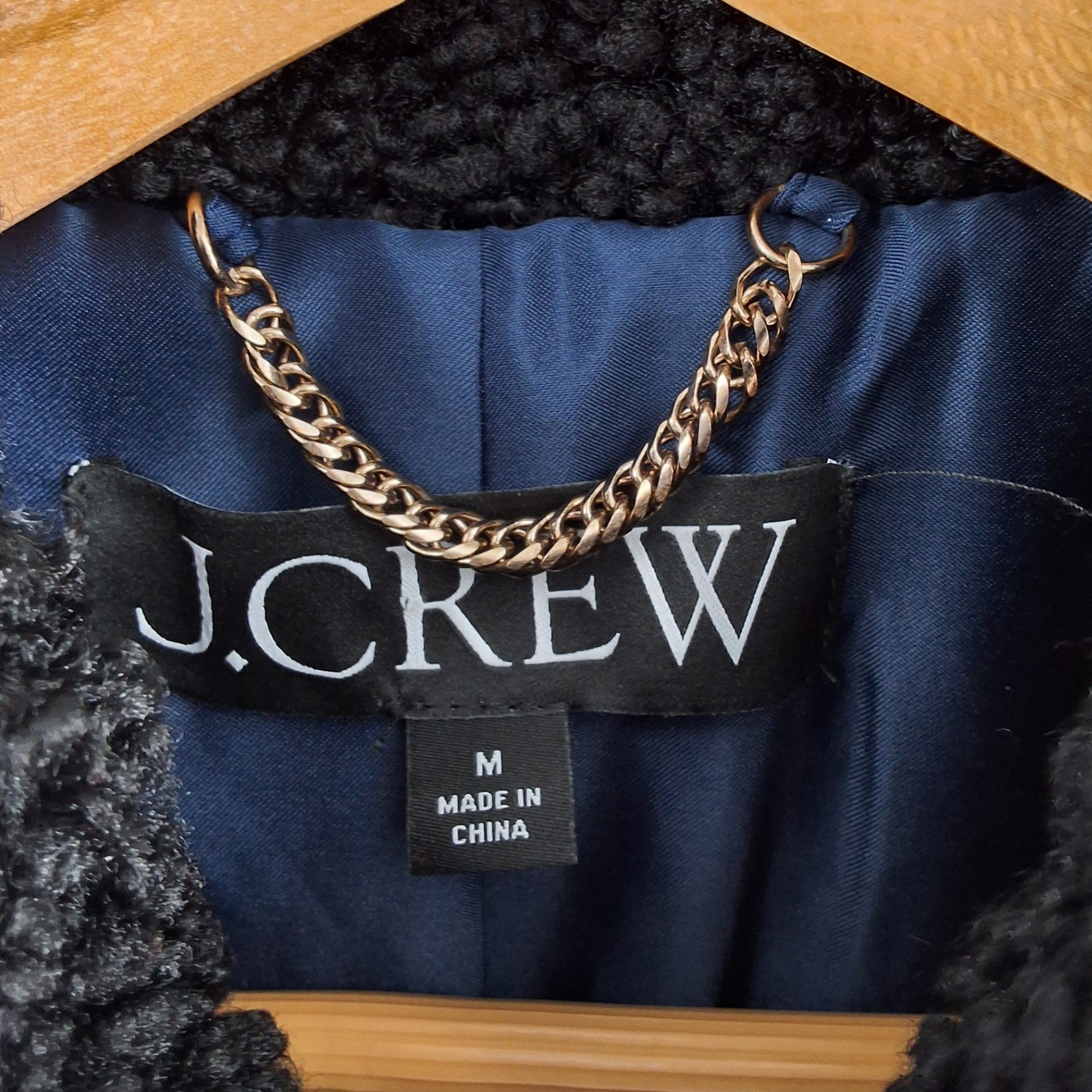 J.Crew Teddy Sherpa Topcoat Black Faux Fur Overcoat Jacket Women's Size M