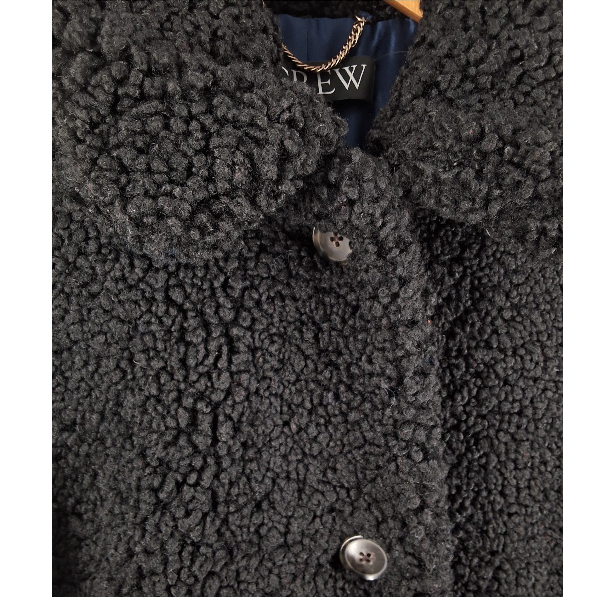 J.Crew Teddy Sherpa Topcoat Black Faux Fur Overcoat Jacket Women's Size M - View 7