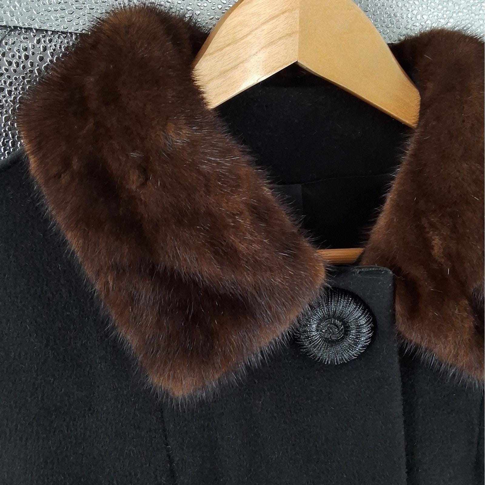 Vintage Ardoni California Wool Coat Mink Fur Collar ILGWU Union Made 60s M