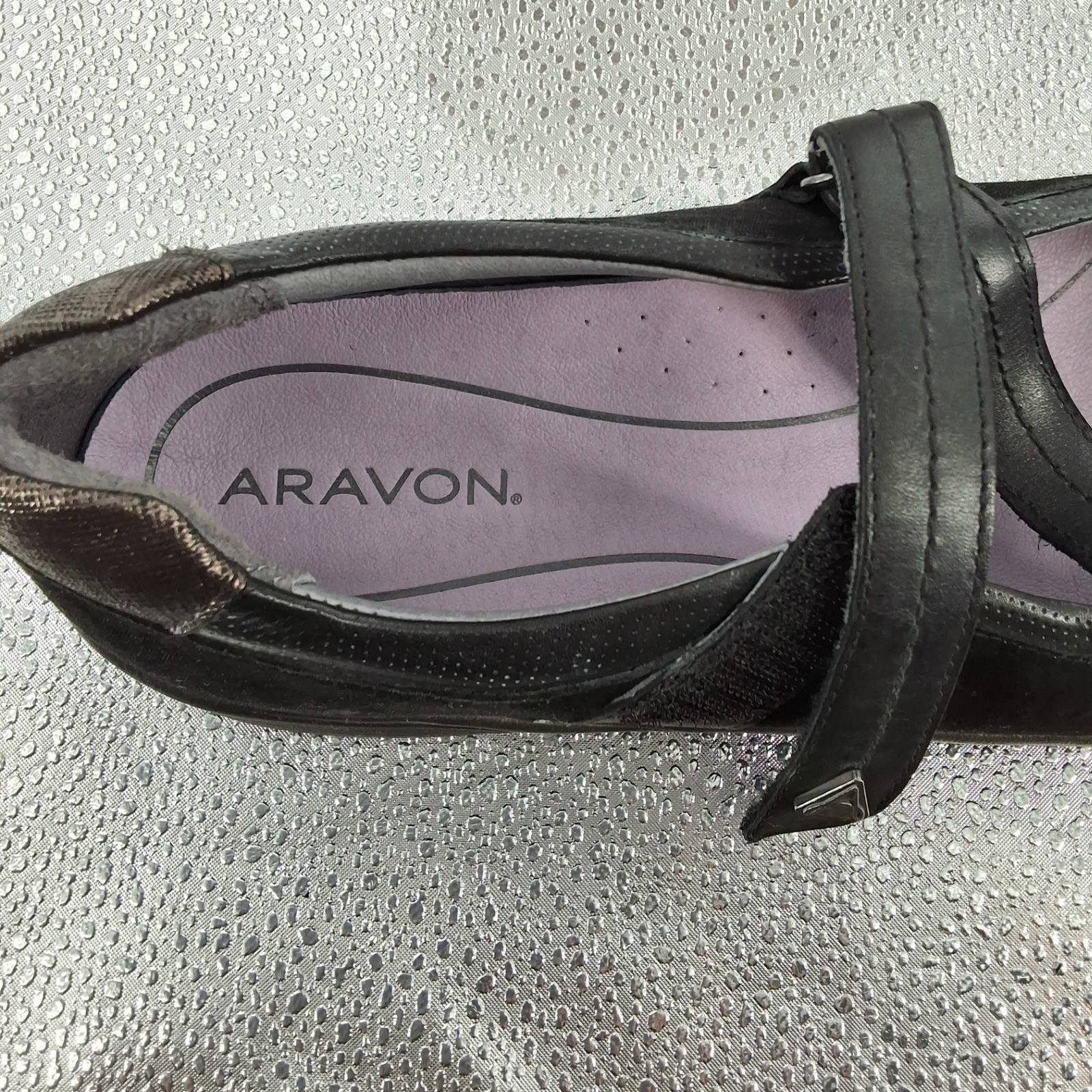 Aravon Revshow Black Leather Suede Double Strap Mary Jane Shoes Size 10 - View 7