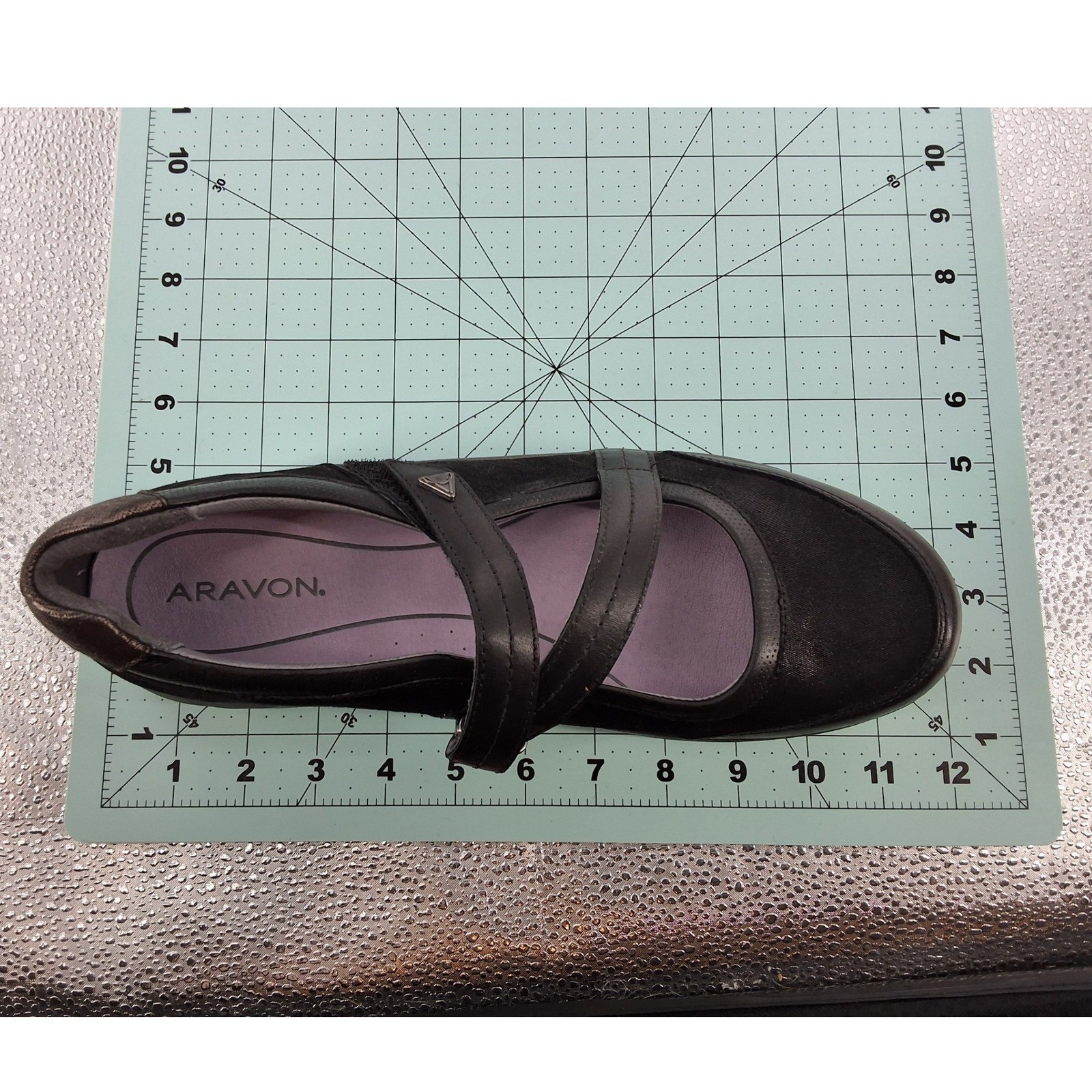 Aravon Revshow Black Leather Suede Double Strap Mary Jane Shoes Size 10 - View 8