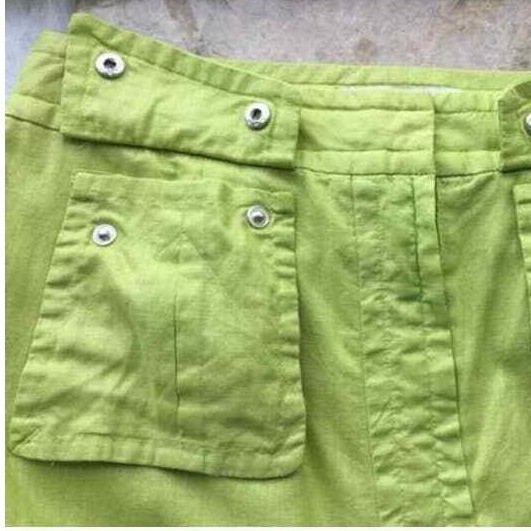 Perry Ellis Metallic Green Linen Blend Skirt Size 8 Knee Length