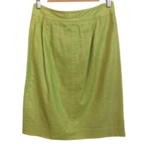 Perry Ellis Metallic Green Linen Blend Skirt Size 8 Knee Length - View 5