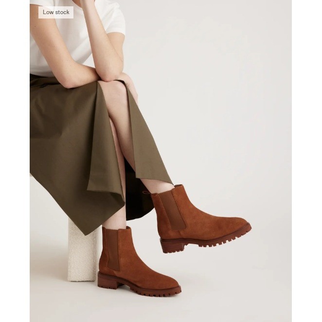 Quince Women's Suede Chelsea Boots Cinnamon Brown Size 9