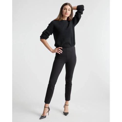 Quince Ultra-Stretch Ponte Pintuck Ankle Pant Black Inseam 27 Small New - View 3