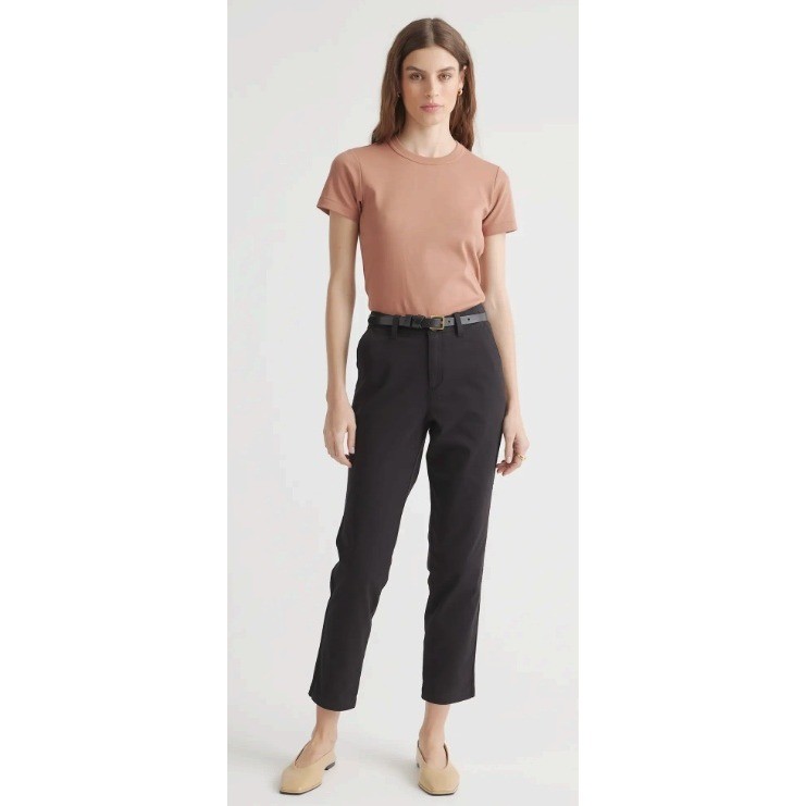 New Quince Stretch Organic Cotton Twill Girlfriend Chino Pants Black Medium