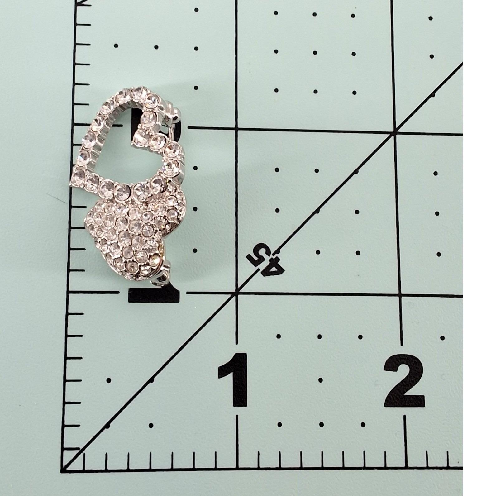 Swarovski Vintage Interlocking Double Heart Brooch Pin Pave Crystal Silver - View 6