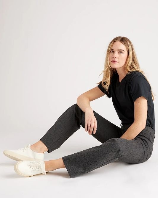 New Quince Ultra-Stretch Ponte Bootcut Pant Petite Charcoal M - View 5