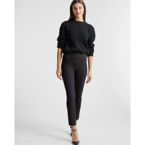 Quince Ultra-Stretch Ponte Pintuck Ankle Pant Black Inseam 28 Small