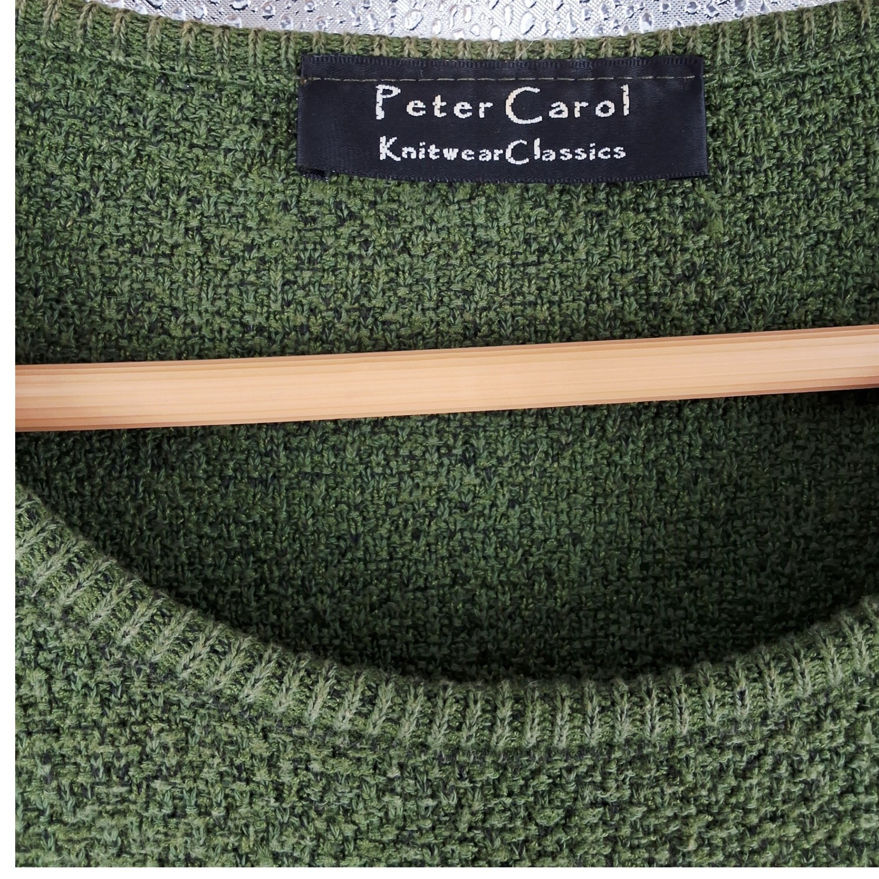 Vtg Peter Carol Olive Green Textured Crew Neck Sweater Plus Size 14