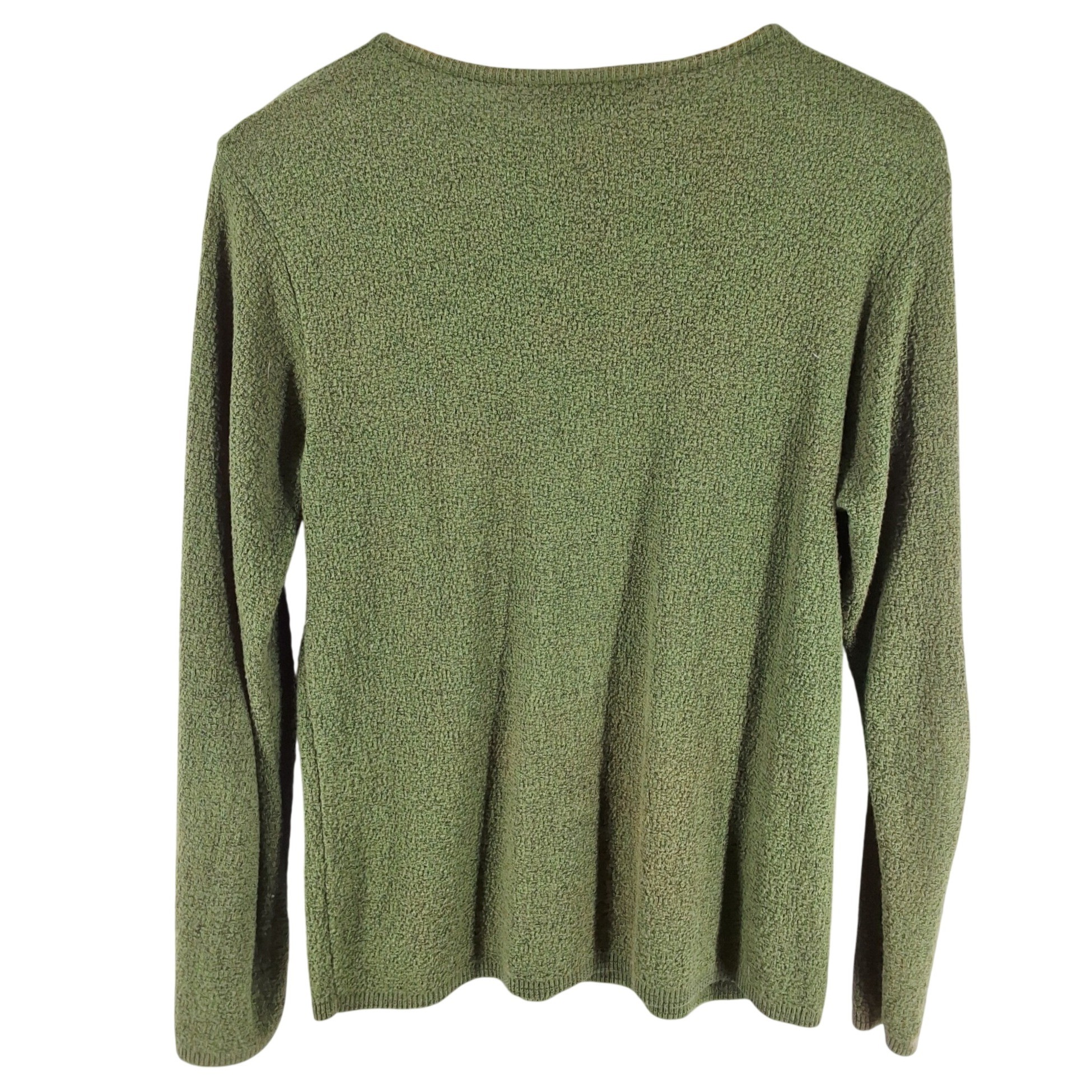 Vtg Peter Carol Olive Green Textured Crew Neck Sweater Plus Size 14 - View 4