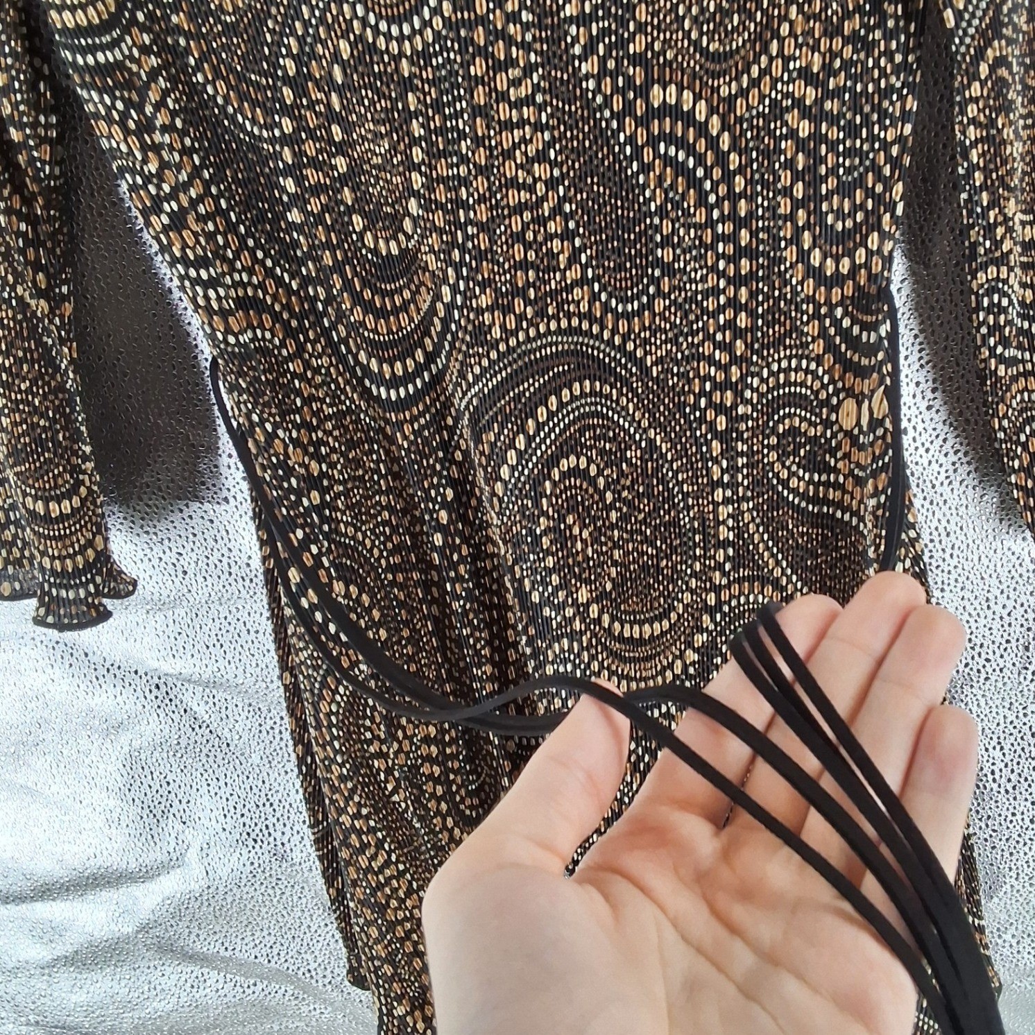 Connected Apparel Brown Paisley Plisse Pleated 3/4 Tunic Top M - View 5