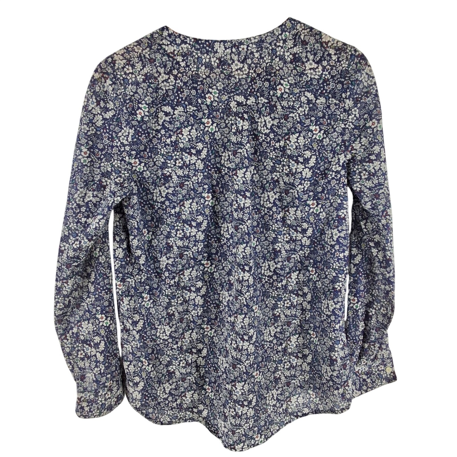 Old Navy Womens Blue Floral Cotton Button Up Blouse Long Sleeve Top Size M - View 5