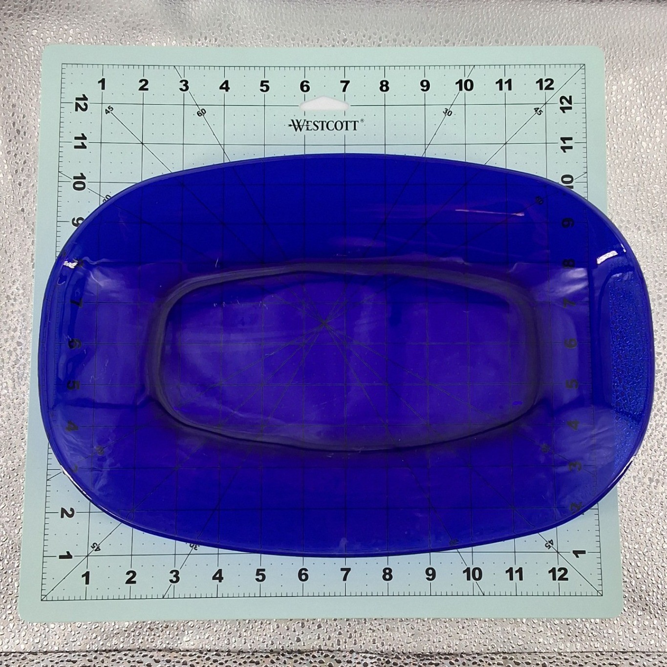 Cobalt Blue Glass Oval Serving Platter 12.5 Inch Translucent Dish MCM Style - View 3