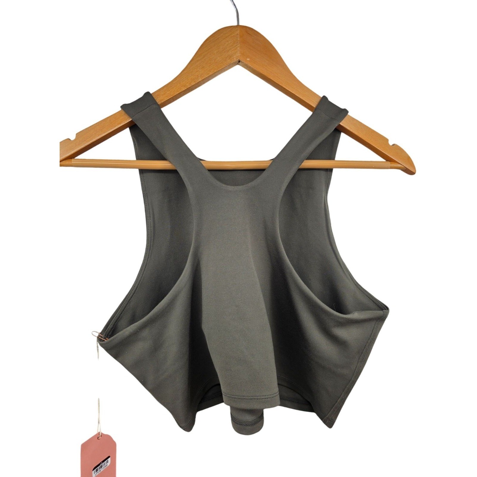 Quince Racerback Cropped Tank Top Large Olive Green Recycled Polyester NWT - View 5