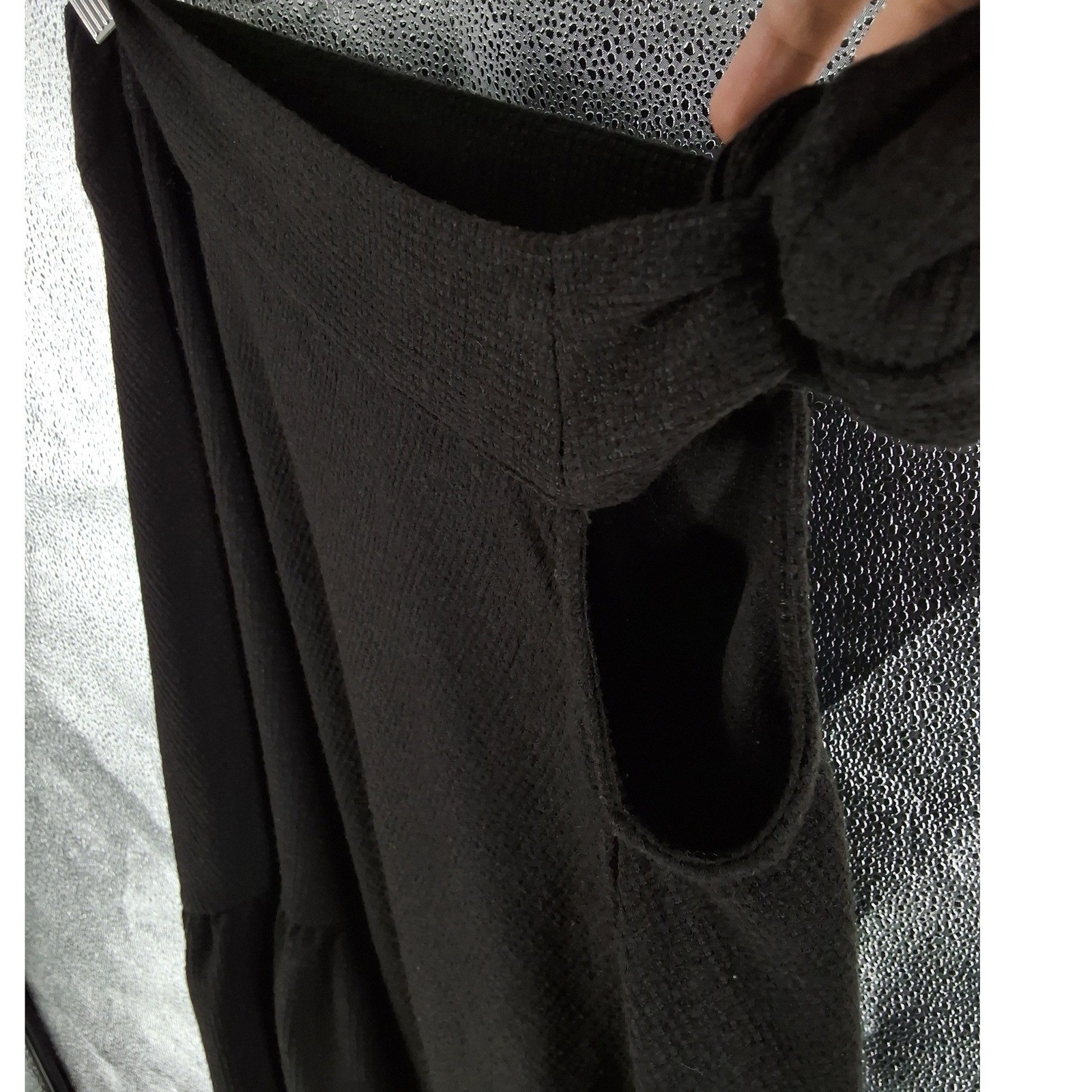 Free People Black Willow Knit Asymmetrical Ruffle Wrap Midi Skirt Medium - View 5