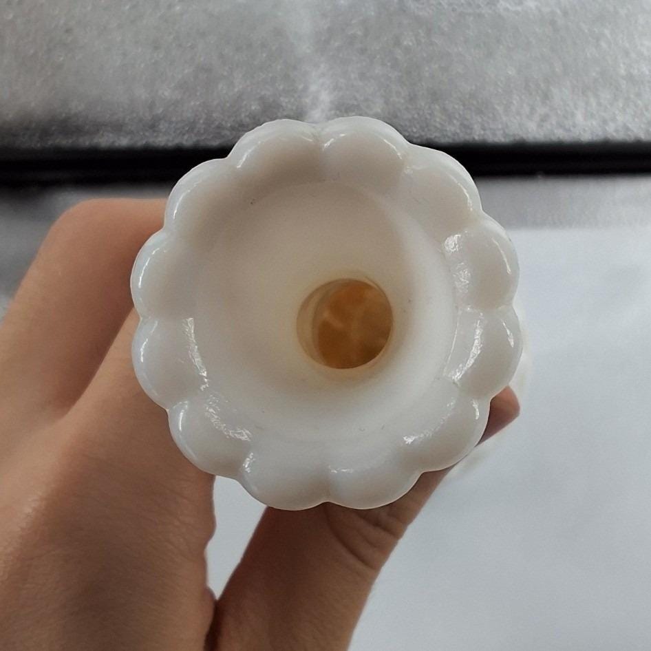 Anchor Hocking Vintage Milk Glass Bud Vase 9 Inch Starburst Bars Pattern MCM - View 4