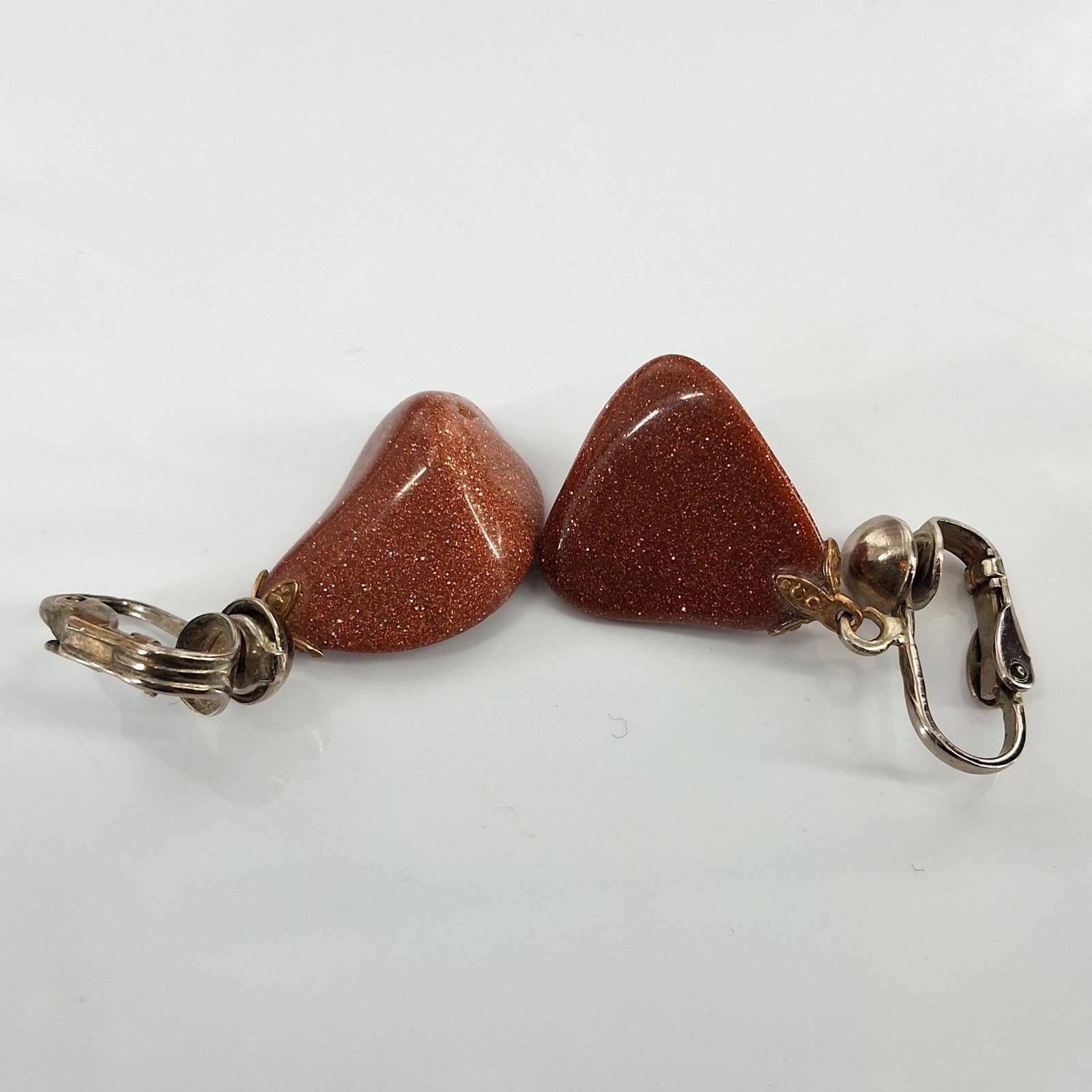 Vintage Goldstone Faux Pearl Tassel Necklace Bracelet Clip Earring Set - View 16