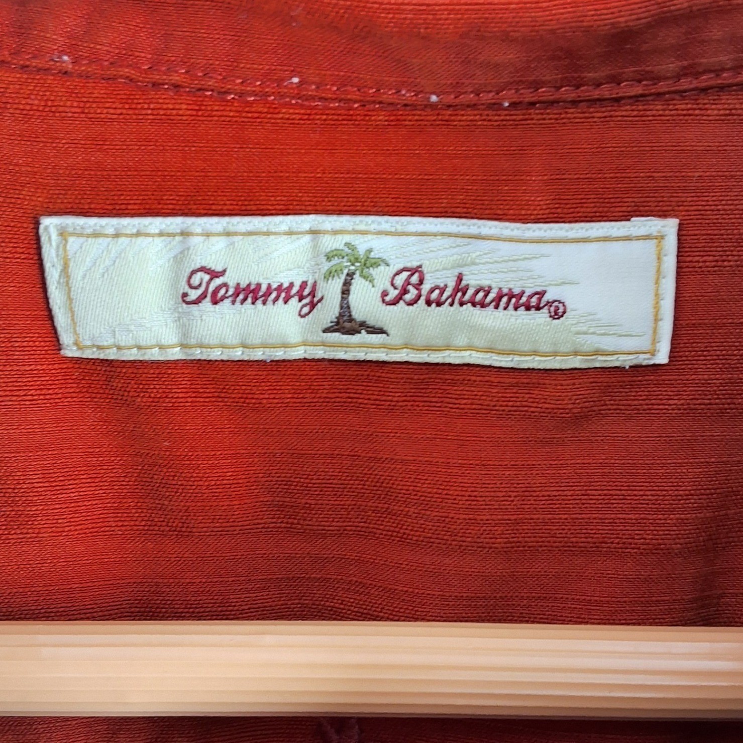 Tommy Bahama Men XXL Rust Orange Silk Textured Short Sleeve Camp Shirt Resort - View 4