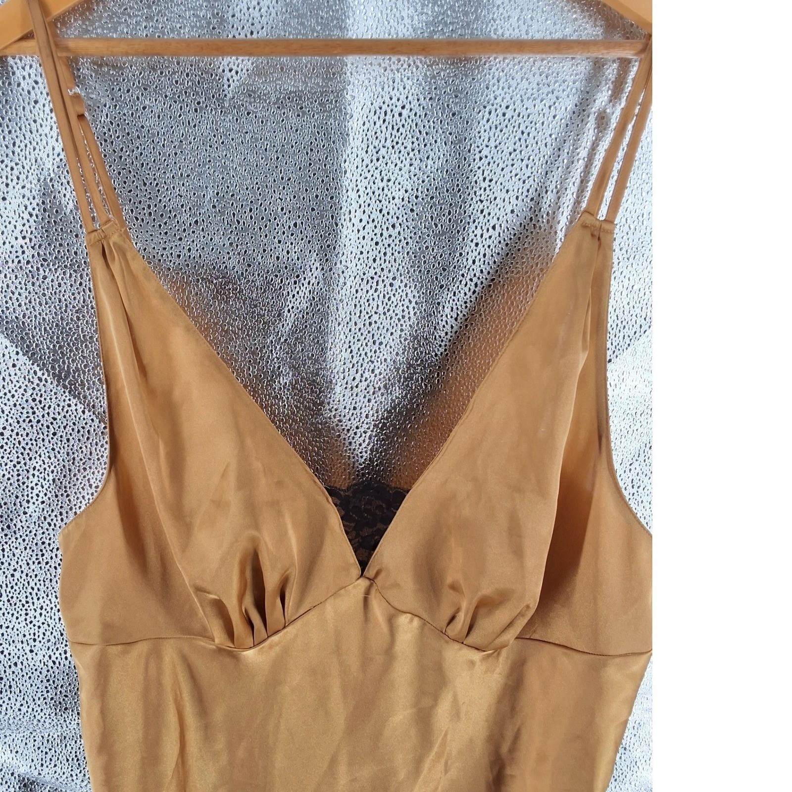 Secret Treasures Honey Gold Satin Lace Chemise Nightgown Slip XL 16/18