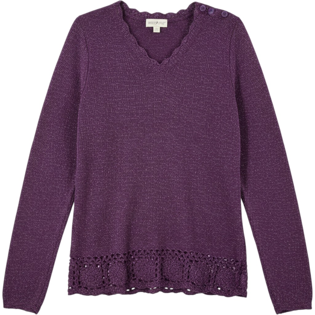 Vintage Metallic Knit Pullover Sweater & Scarf Set Purple Small 4/6