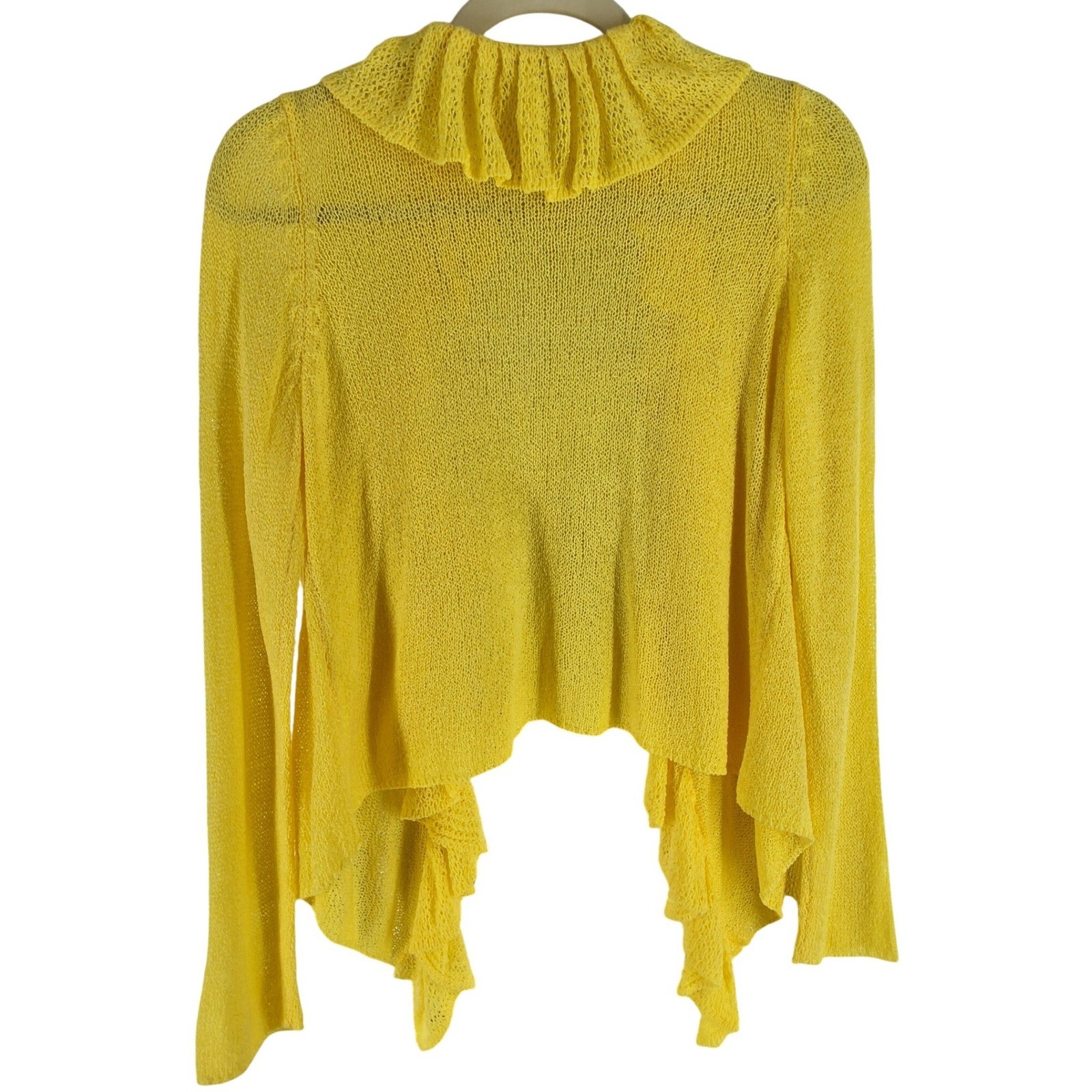 Kintamani by Wind River Yellow Ruffle Open Front Cardigan Sweater Womens Small
