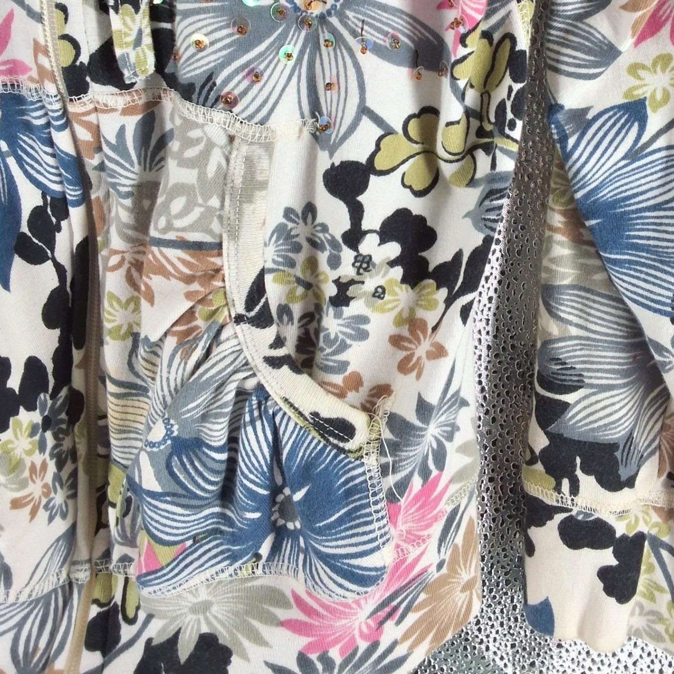Westbound Y2K Floral Sequin Zip Up Hoodie Pockets Multi-Color Medium - View 3