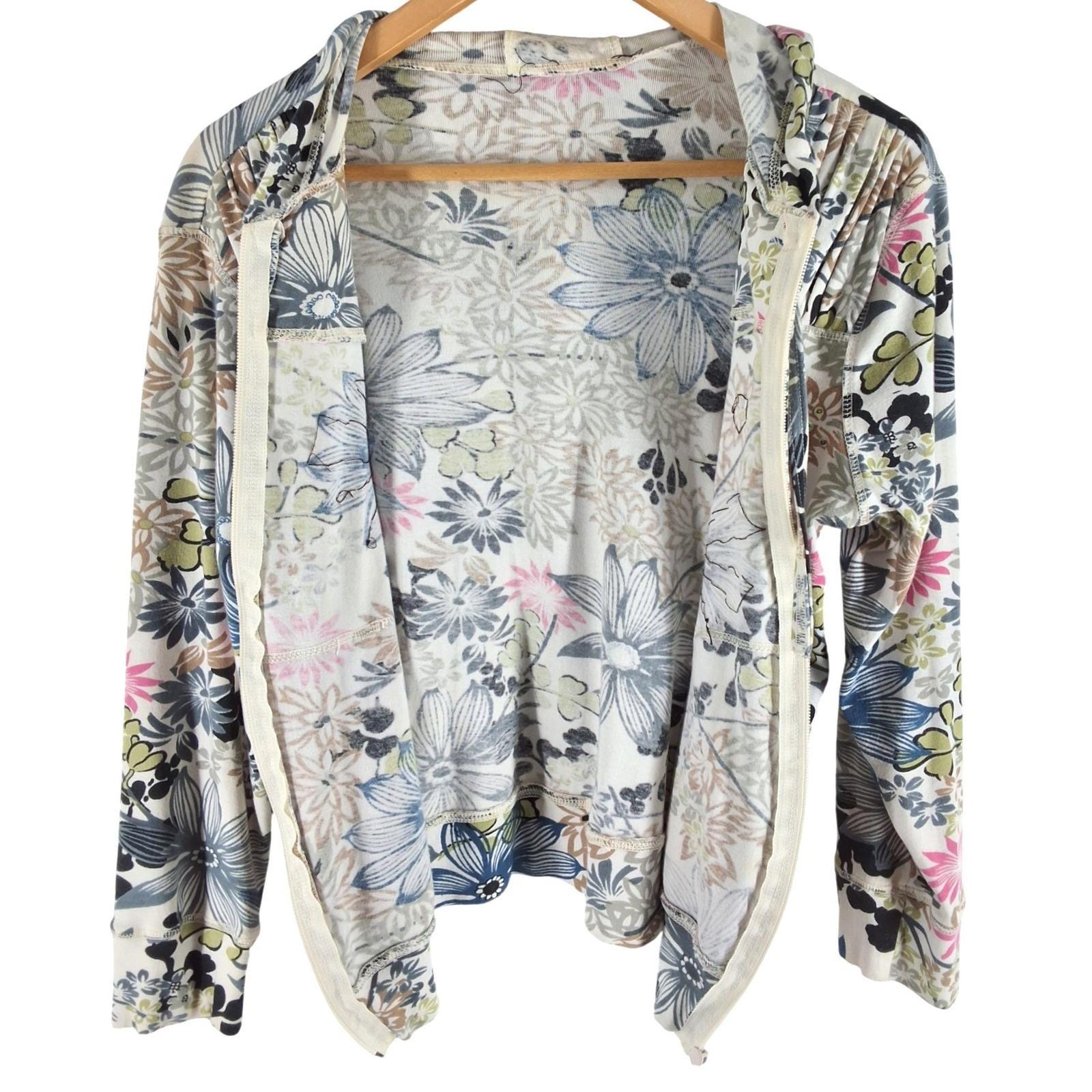 Westbound Y2K Floral Sequin Zip Up Hoodie Pockets Multi-Color Medium - View 4