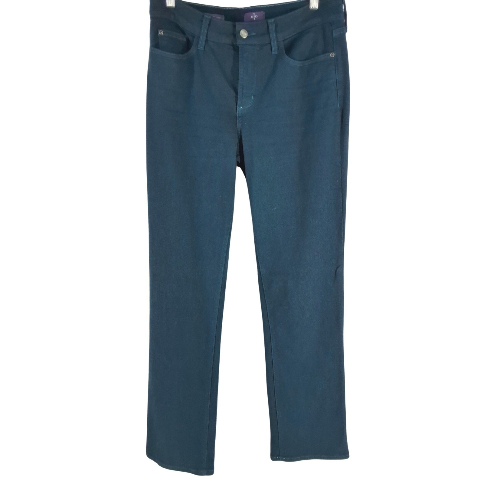 NYDJ Marilyn Straight Leg Pants Teal Green Lift Tuck Stretch Women's Size 10