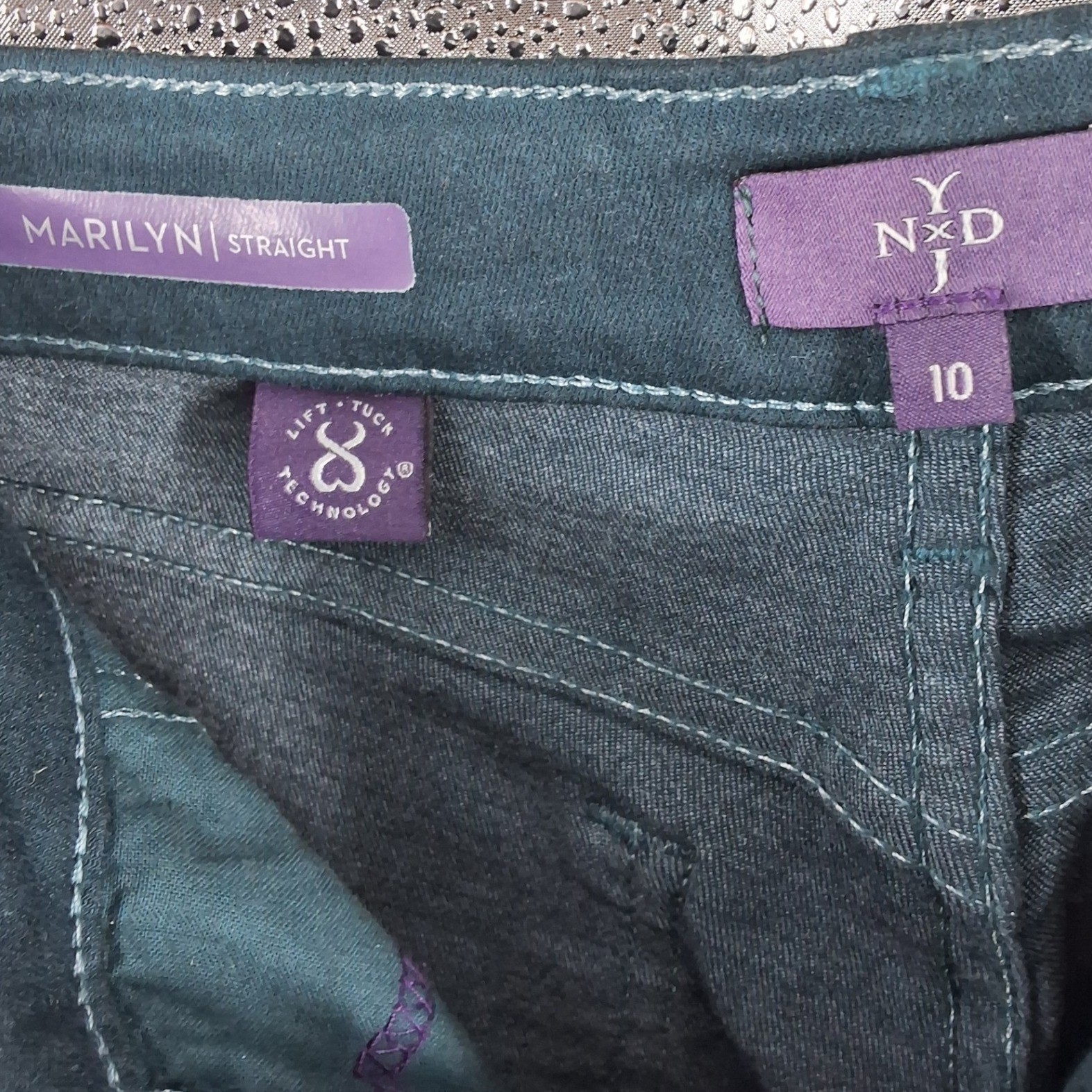 NYDJ Marilyn Straight Leg Pants Teal Green Lift Tuck Stretch Women's Size 10 - View 4