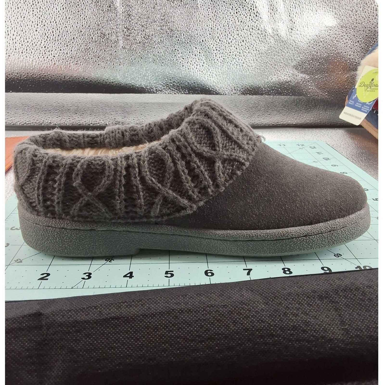 Clarks Willodean Fern Grey Suede Faux Fur Clog Slipper Shoes Women's Size 6M - View 9
