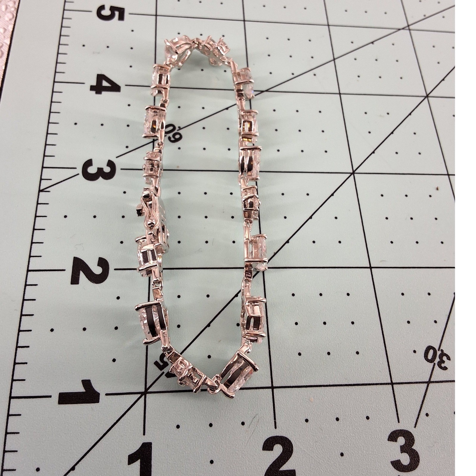 Multi-Shape CZ Tennis Bracelet Heart Pear Round Baguette 7" Silver Tone Bridal - View 4