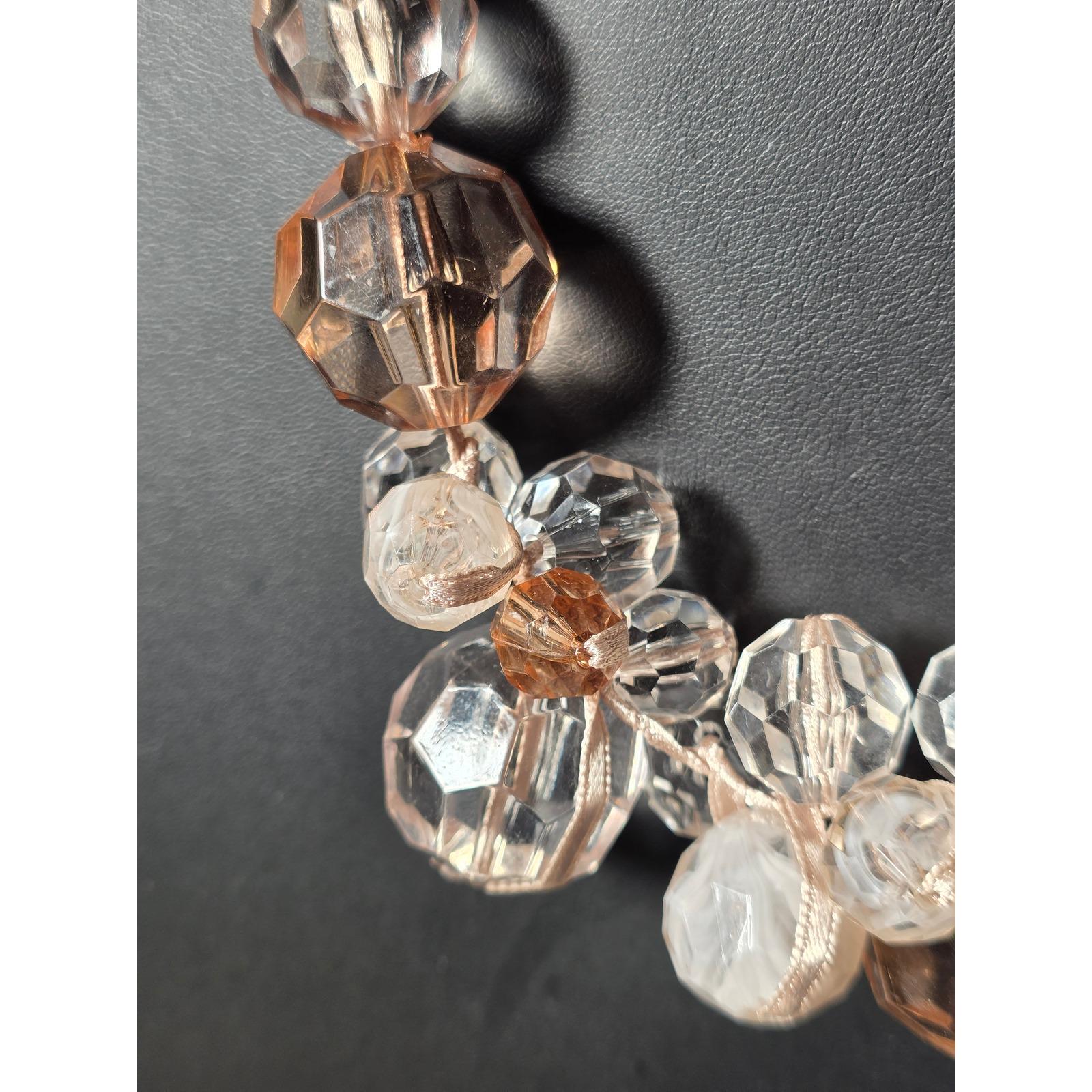 Chunky Faceted Lucite Beaded Multi-Strand Statement Necklace Peach Clear - View 13