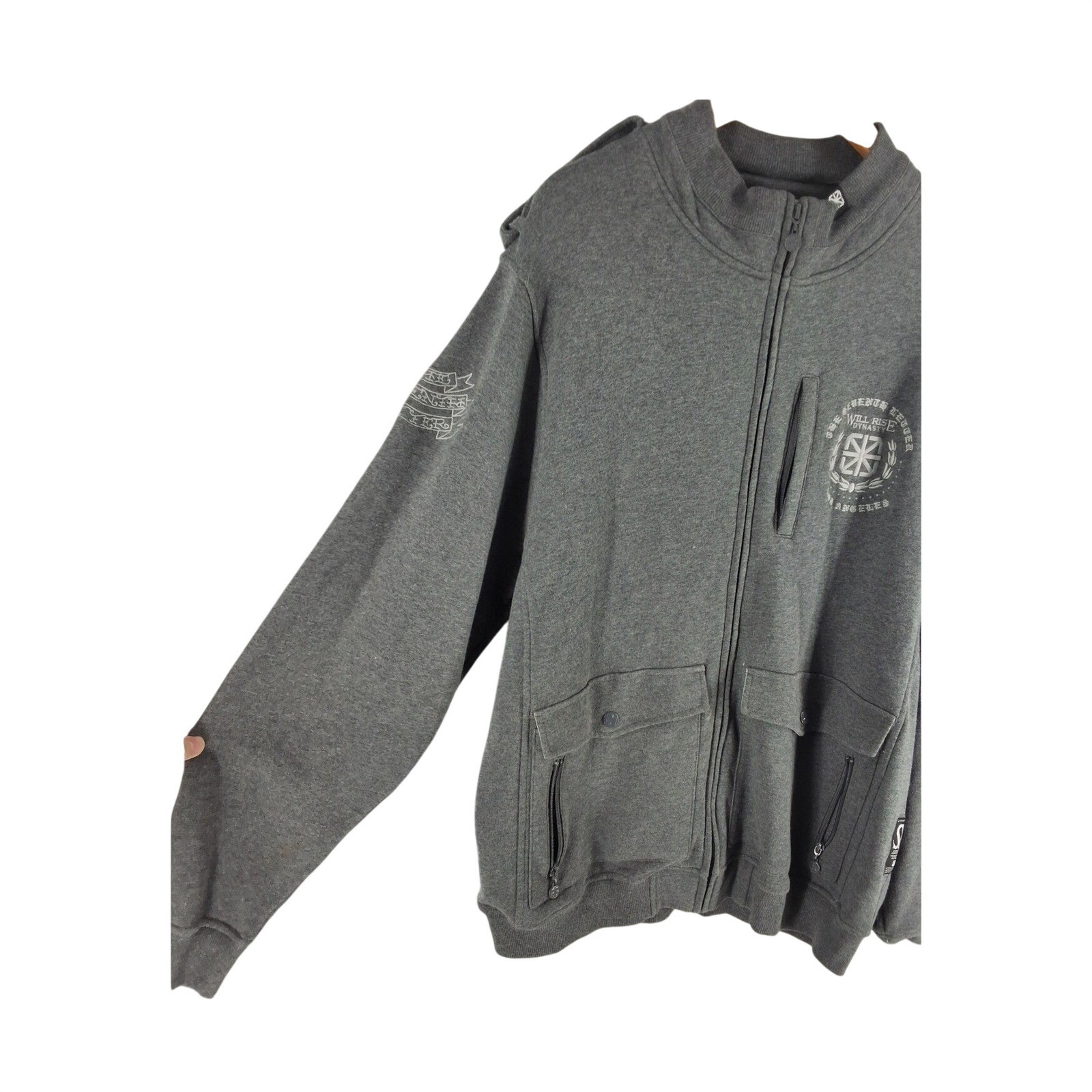 Seventh Letter Will Rise Dynasty Full Zip Sweatshirt Mens 2XL Gray Streetwear - View 8