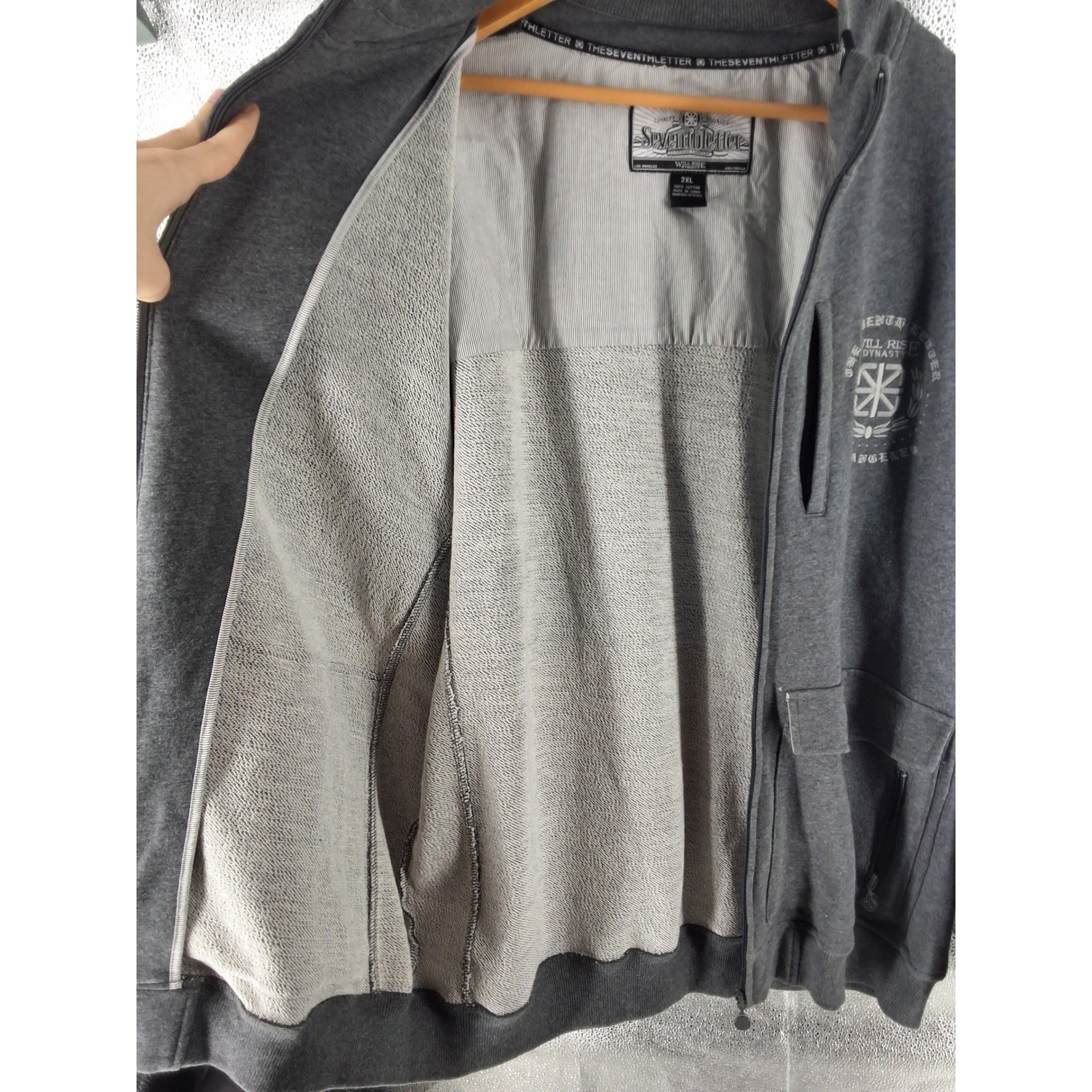 Seventh Letter Will Rise Dynasty Full Zip Sweatshirt Mens 2XL Gray Streetwear - View 11