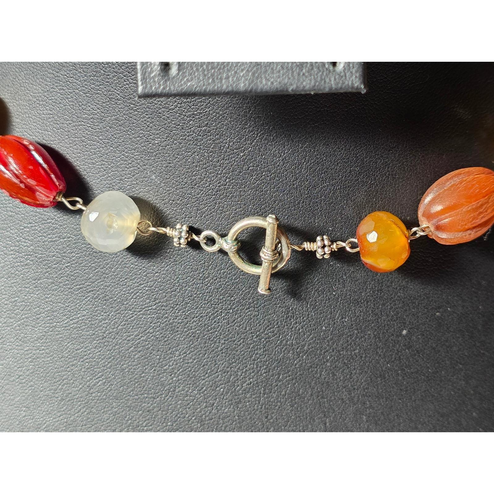 Smoky Quartz Intaglio Pendant Beaded Necklace Toggle Clasp - View 12
