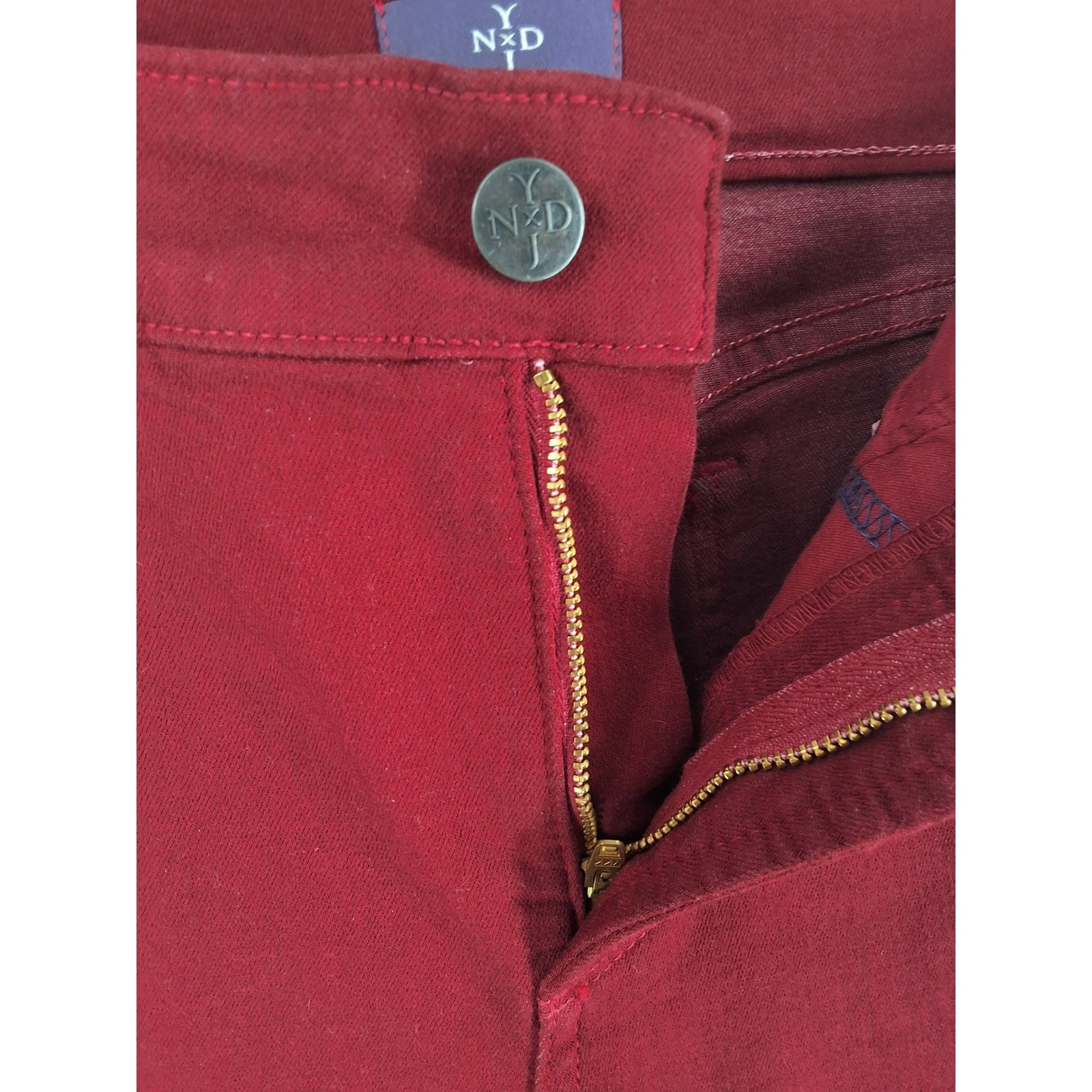 NYDJ Marilyn Straight Leg Pants Burgundy Red High Rise Stretch Sateen Womens 10 - View 4