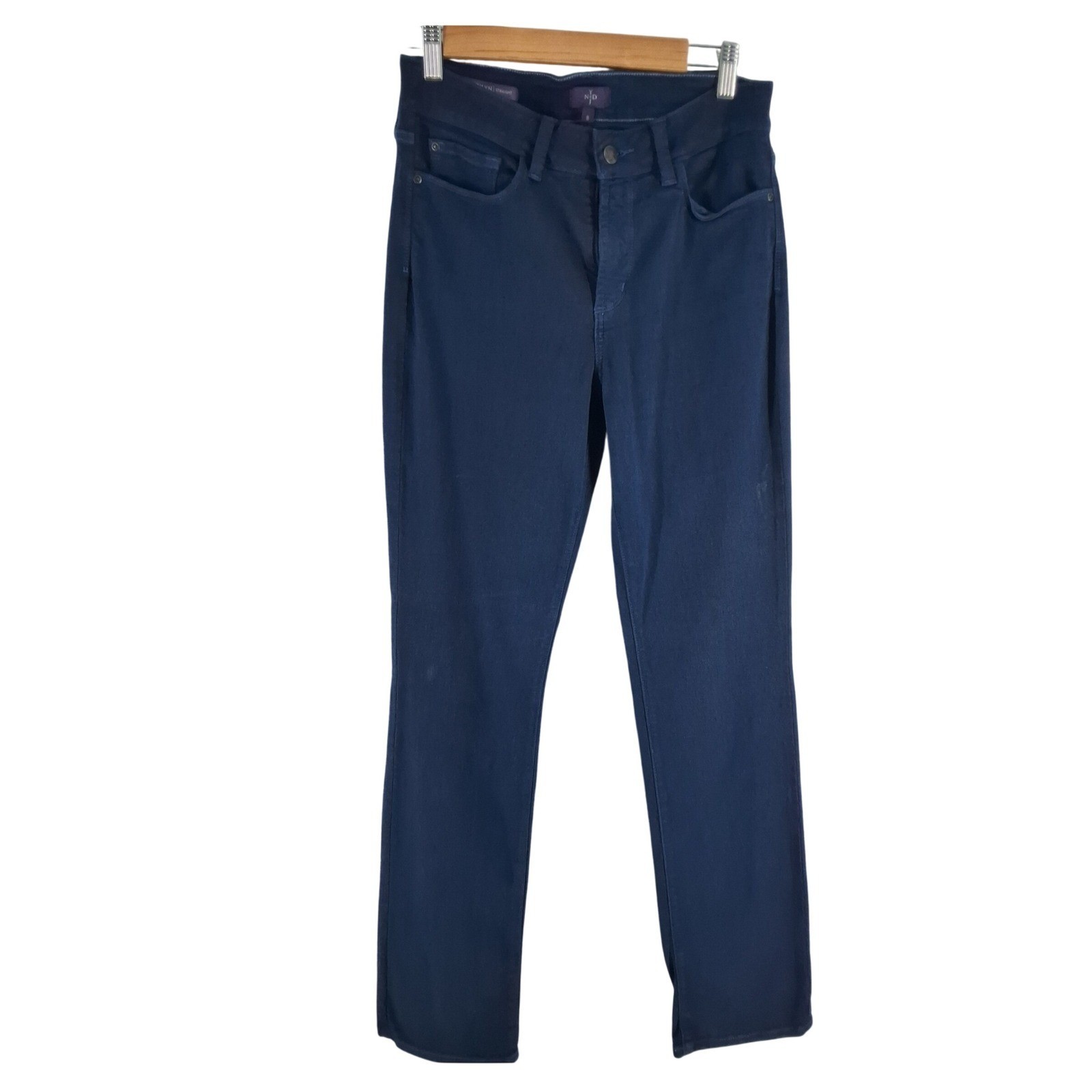 NYDJ Marilyn Straight Leg Jeans Navy Blue Lift Tuck Stretch Denim Womens Size 8