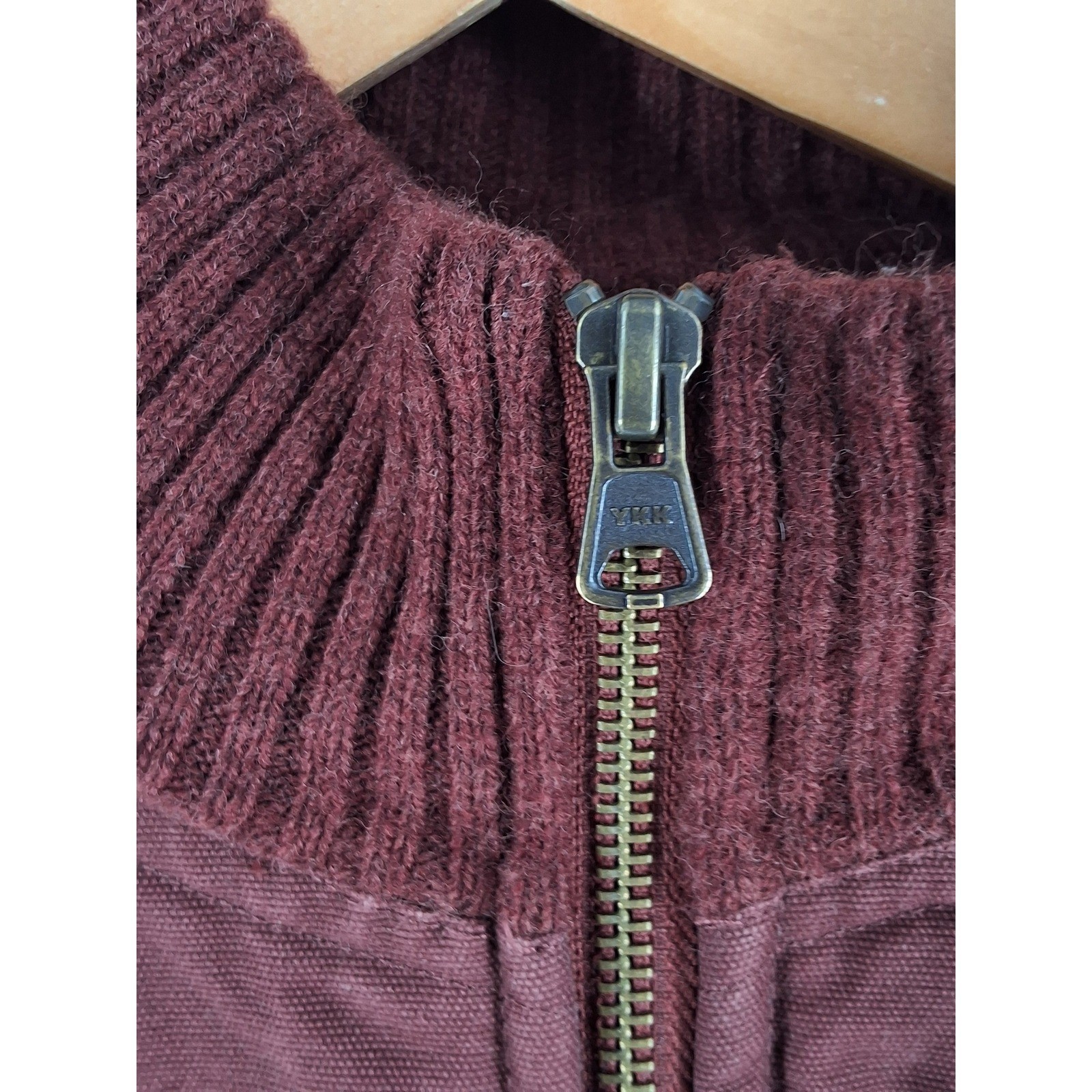 LL Bean Mens Commando Merino Wool Full Zip Ribbed Sweater Elbow Patch Brown S