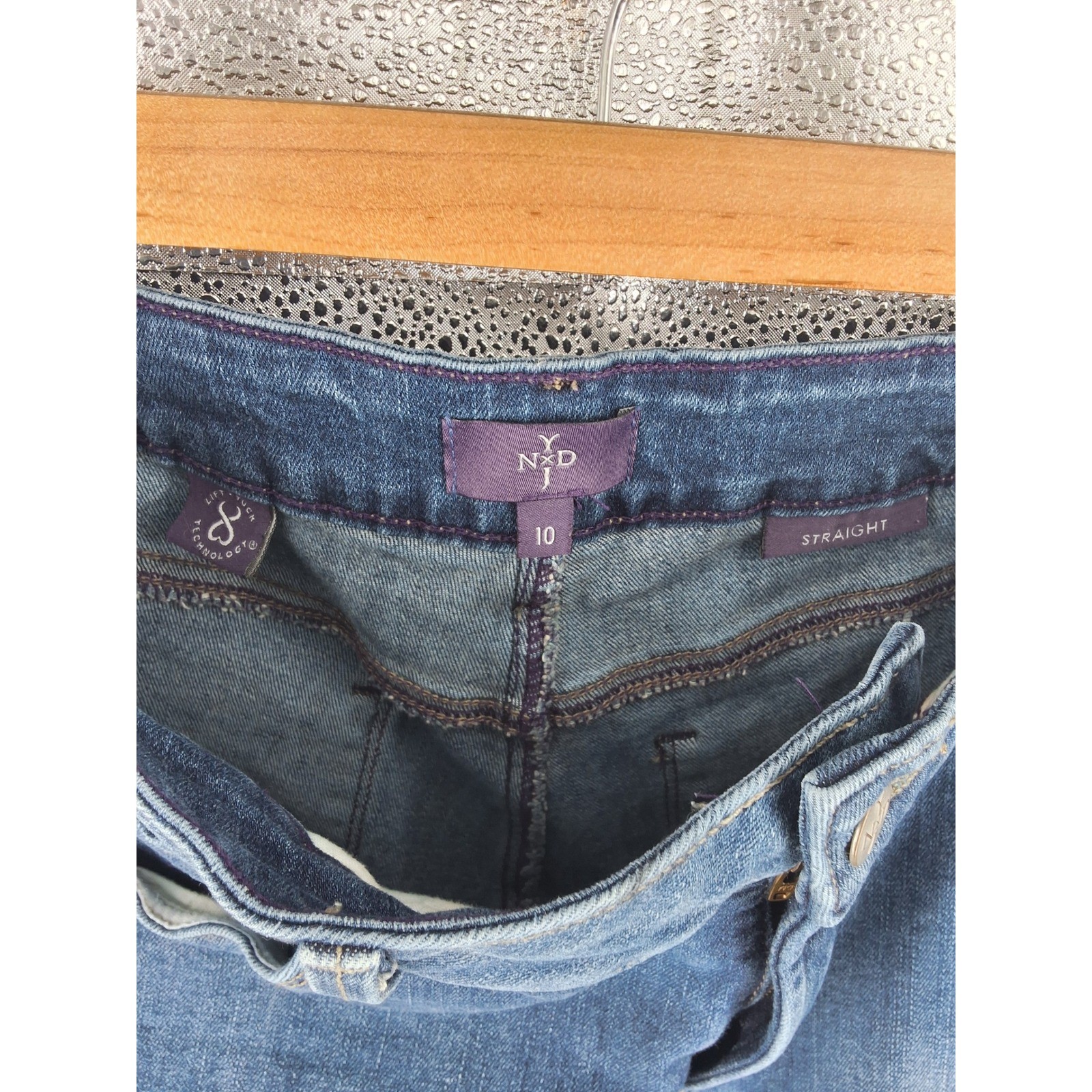 NYDJ Marilyn Straight Leg Jeans Womens 10 Medium Wash Blue Lift Tuck Denim - View 5