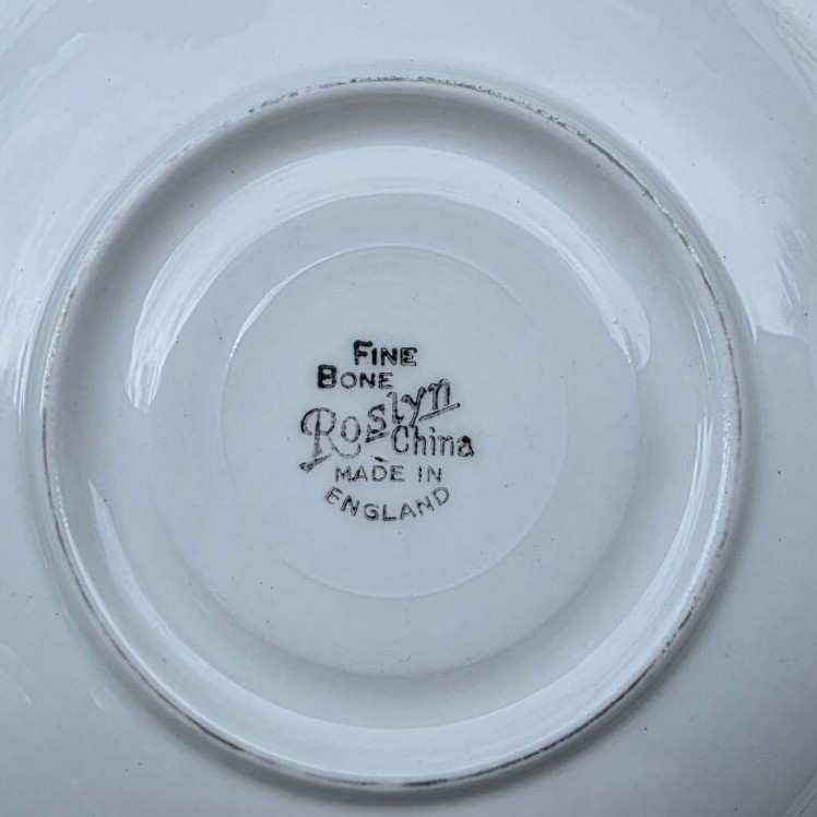Vintage Roslyn Fine Bone China Tea Cup Saucer Set Blue Gold Gilt England - View 5