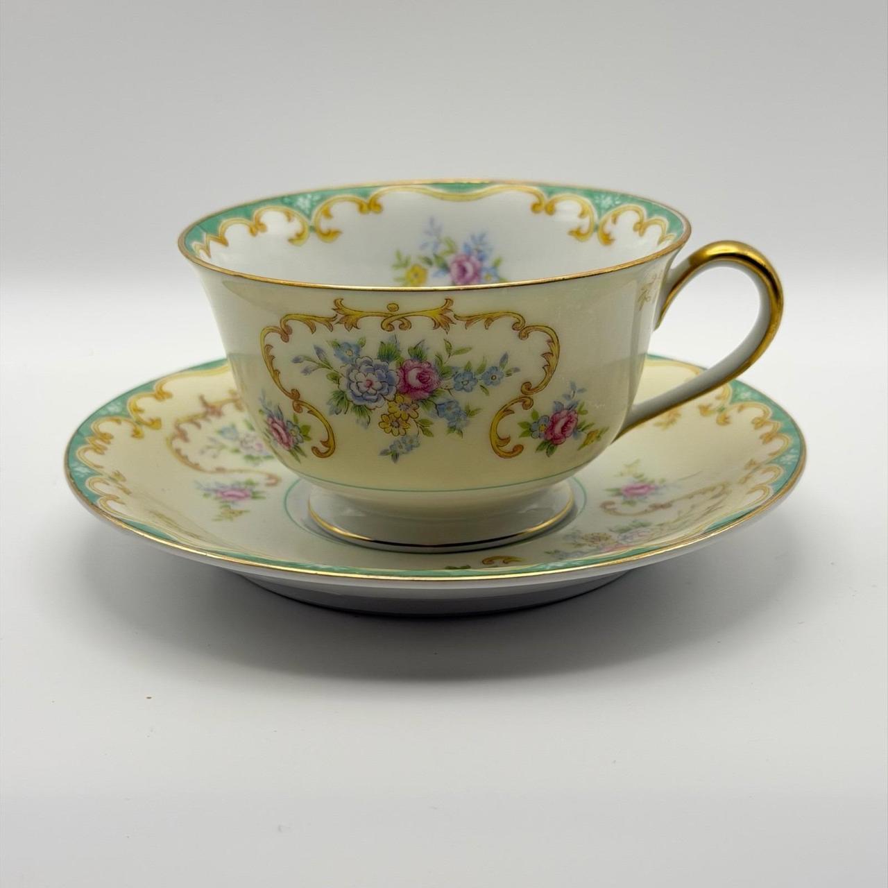 Vintage Roslyn Fine Bone China Tea Cup Saucer Set Blue Gold Gilt England - View 17