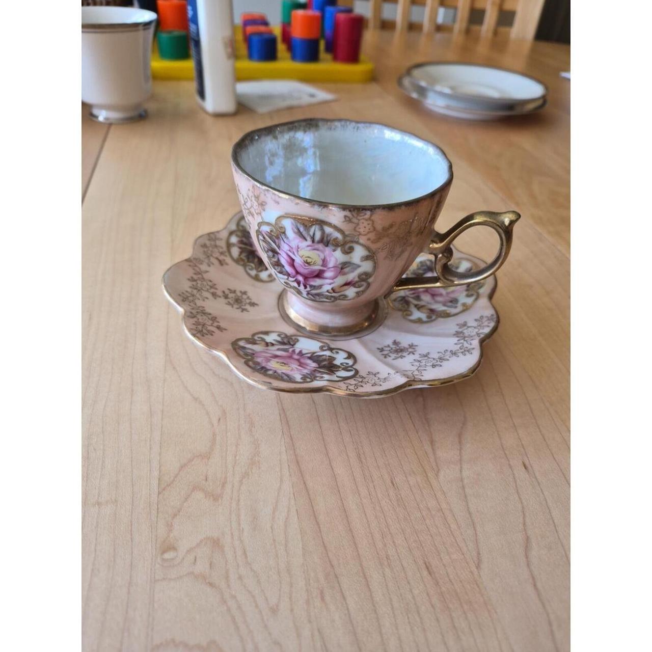 Vintage Roslyn Fine Bone China Tea Cup Saucer Set Blue Gold Gilt England - View 18