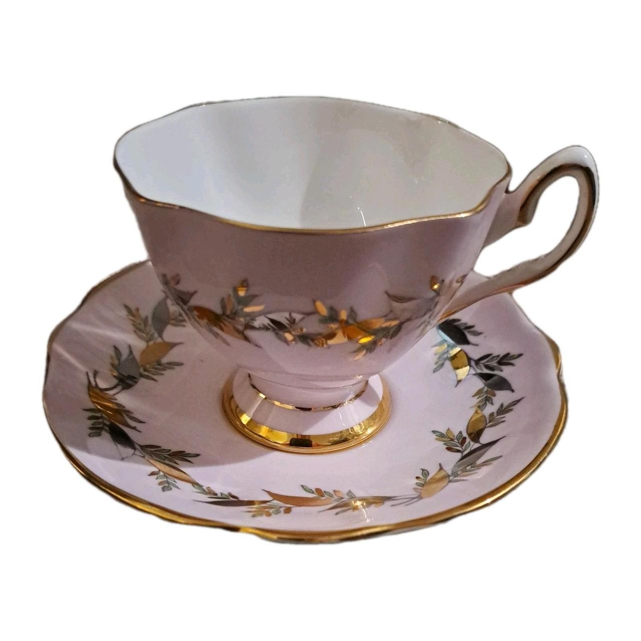 Vintage Roslyn Fine Bone China Tea Cup Saucer Set Blue Gold Gilt England - View 22