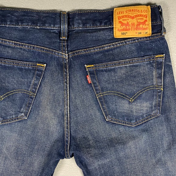 Levis 501 Original Fit Mens Jeans 42x30 Medium Wash Blue Button Fly Straight Leg - View 15